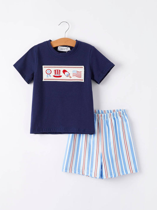 Boys Patriotic Smock Short Set