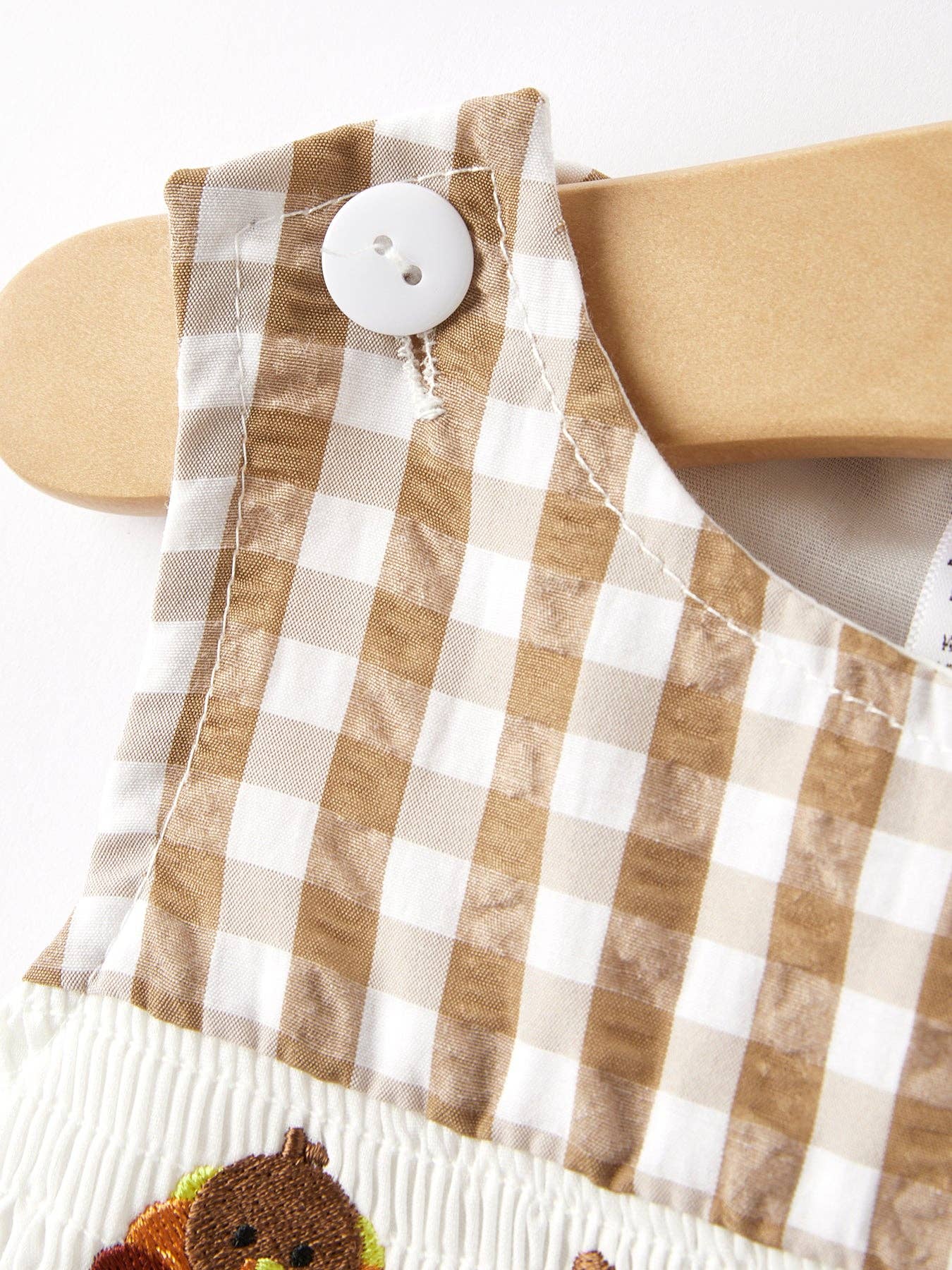 Boys Thanksgiving Smocking Plaid Romper