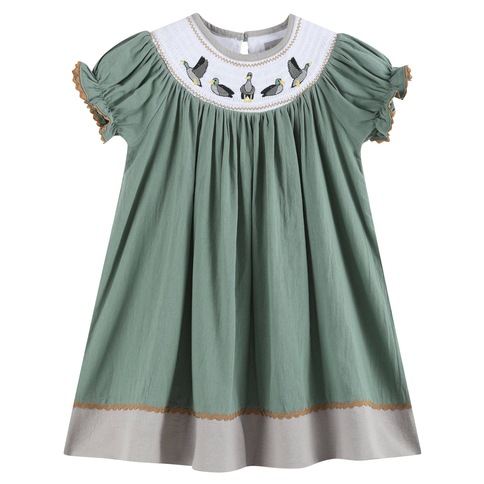 sage green smock dress PixieGirl Petite Women's Sage Green Tiered Cotton Smock Dress