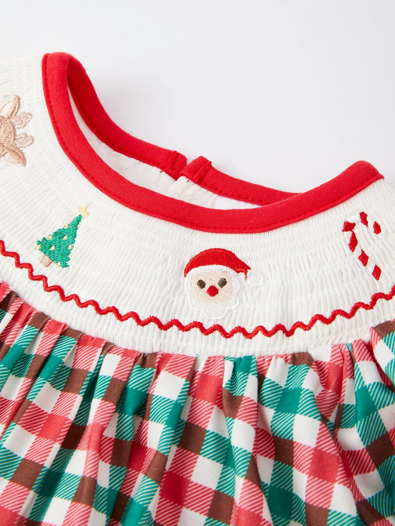 Christmas Plaid Smocking Girls Outfits Set