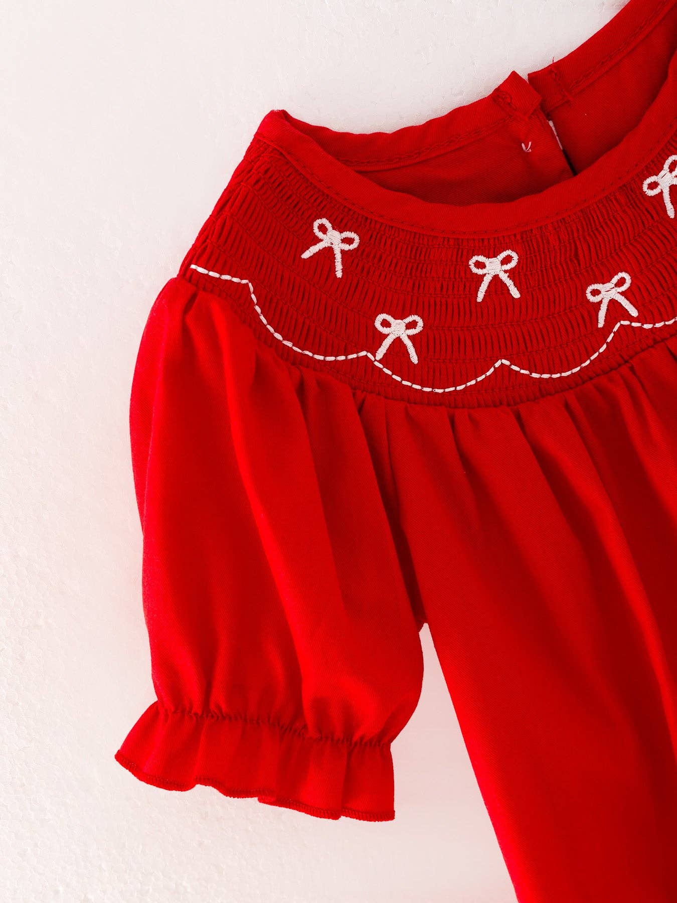 Bow Smocking Red Romper