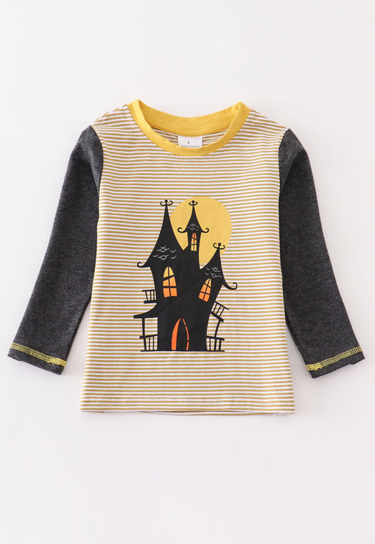 Halloween Stripe Castle Boy Tee