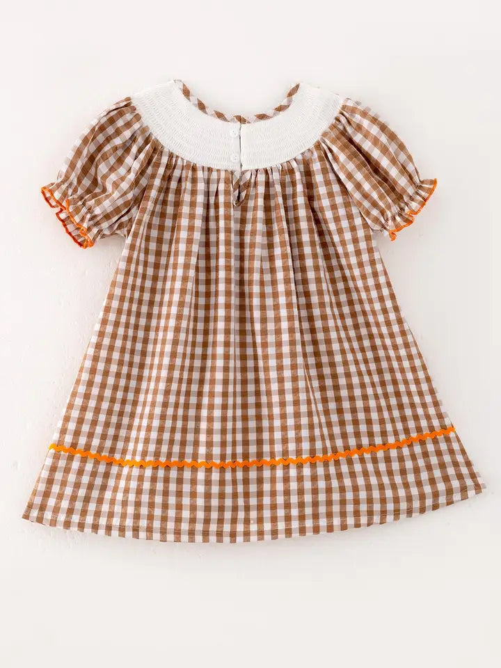 Thanksgiving Smocking Plaid Dress