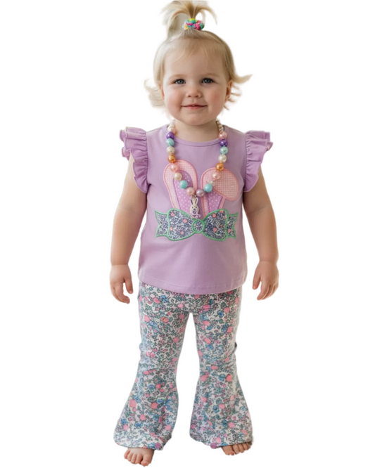 Purple Bunny Floral Flare Set