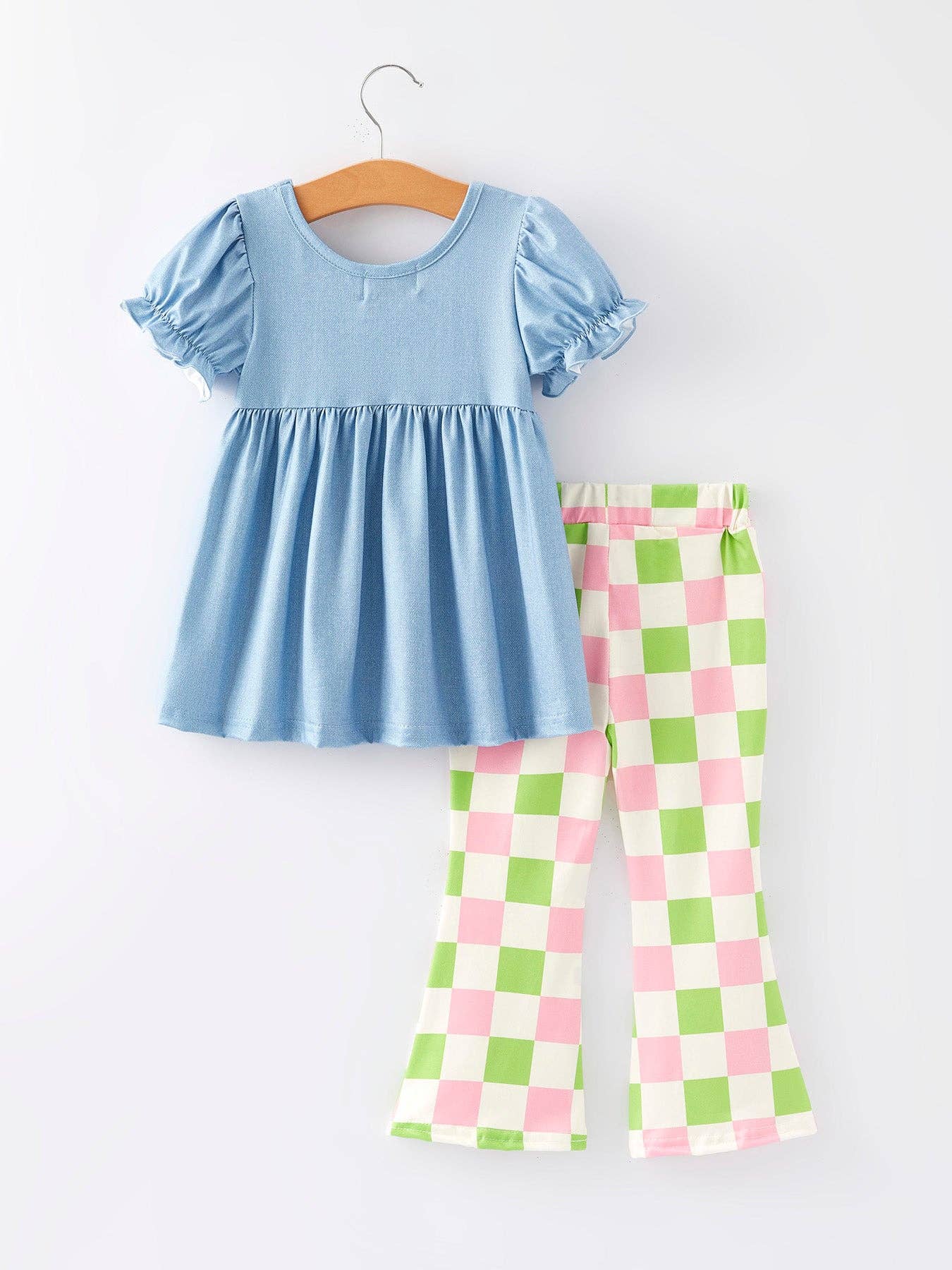 Girls Grinch Checkered Pants Outfit Set