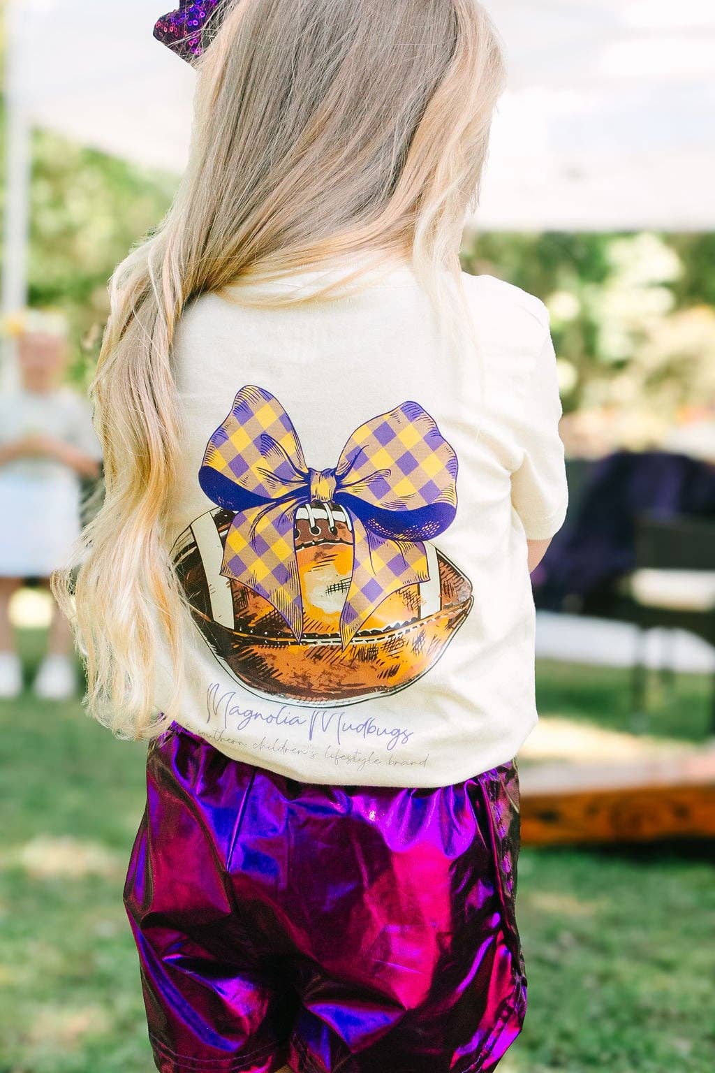 Gingham Bow Football Tee