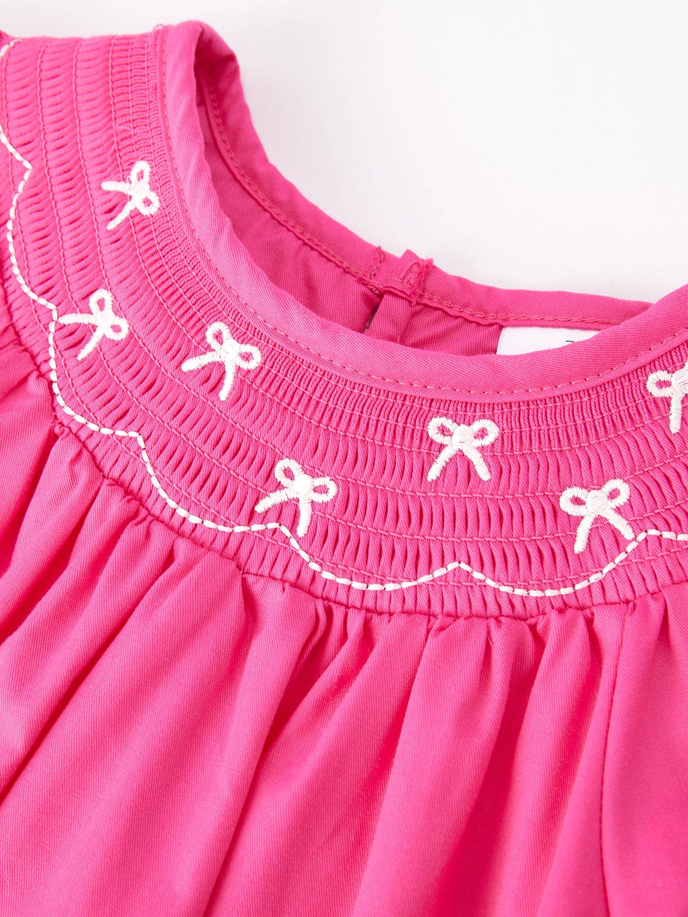 Bow Smocking Hot Pink Dress