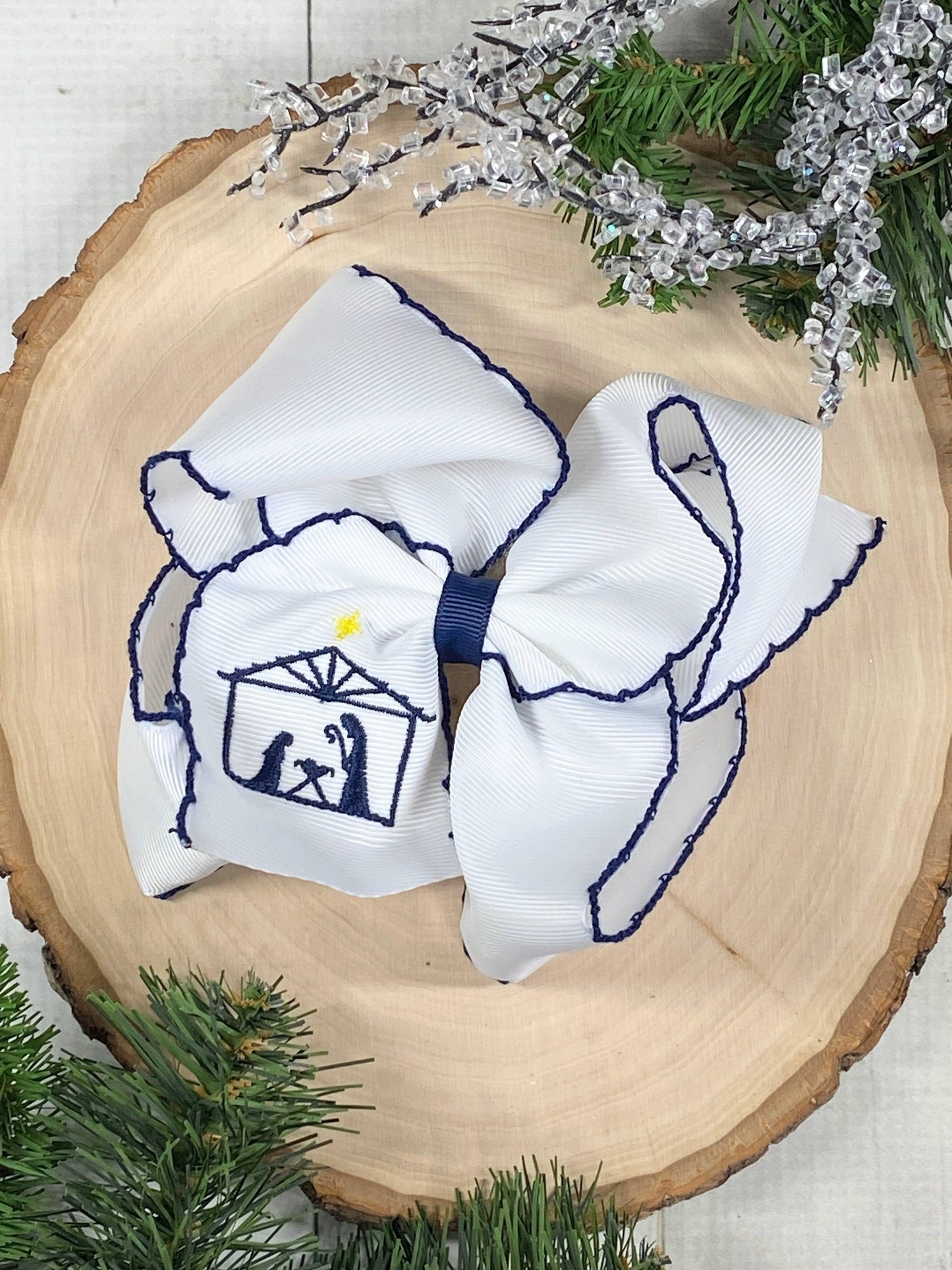 Nativity Moonstitch Hair Bow