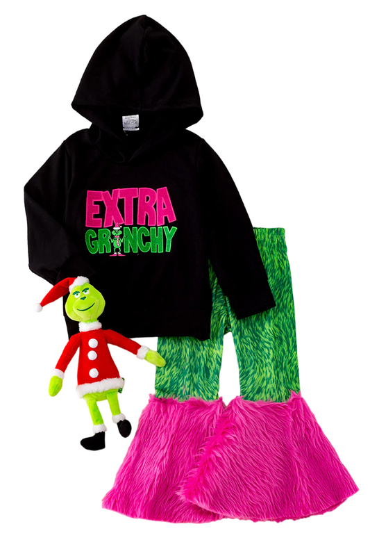 Extra Grinchy Pink Furry Bell Bottoms