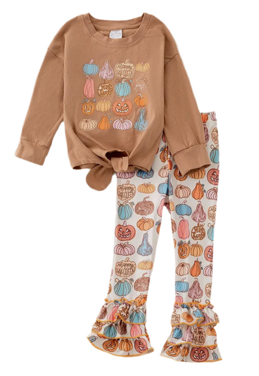 Tan Pumpkin Ruffle Set