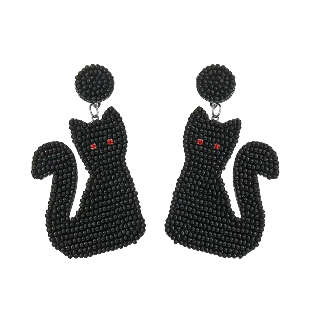 Black Cat Beaded Earrings