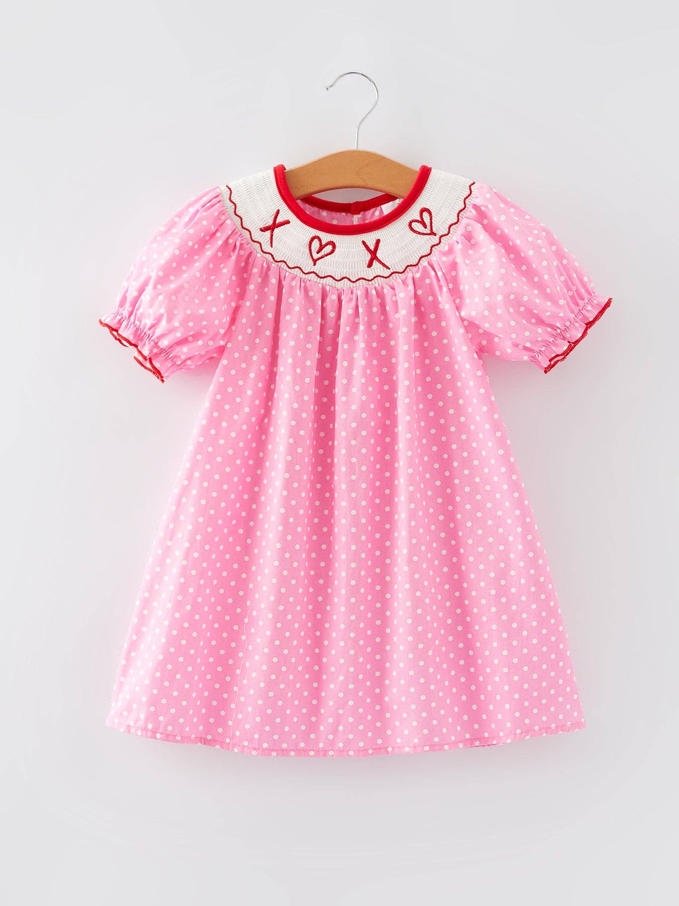 Valentine's Day Smocking Polka Dots Dress