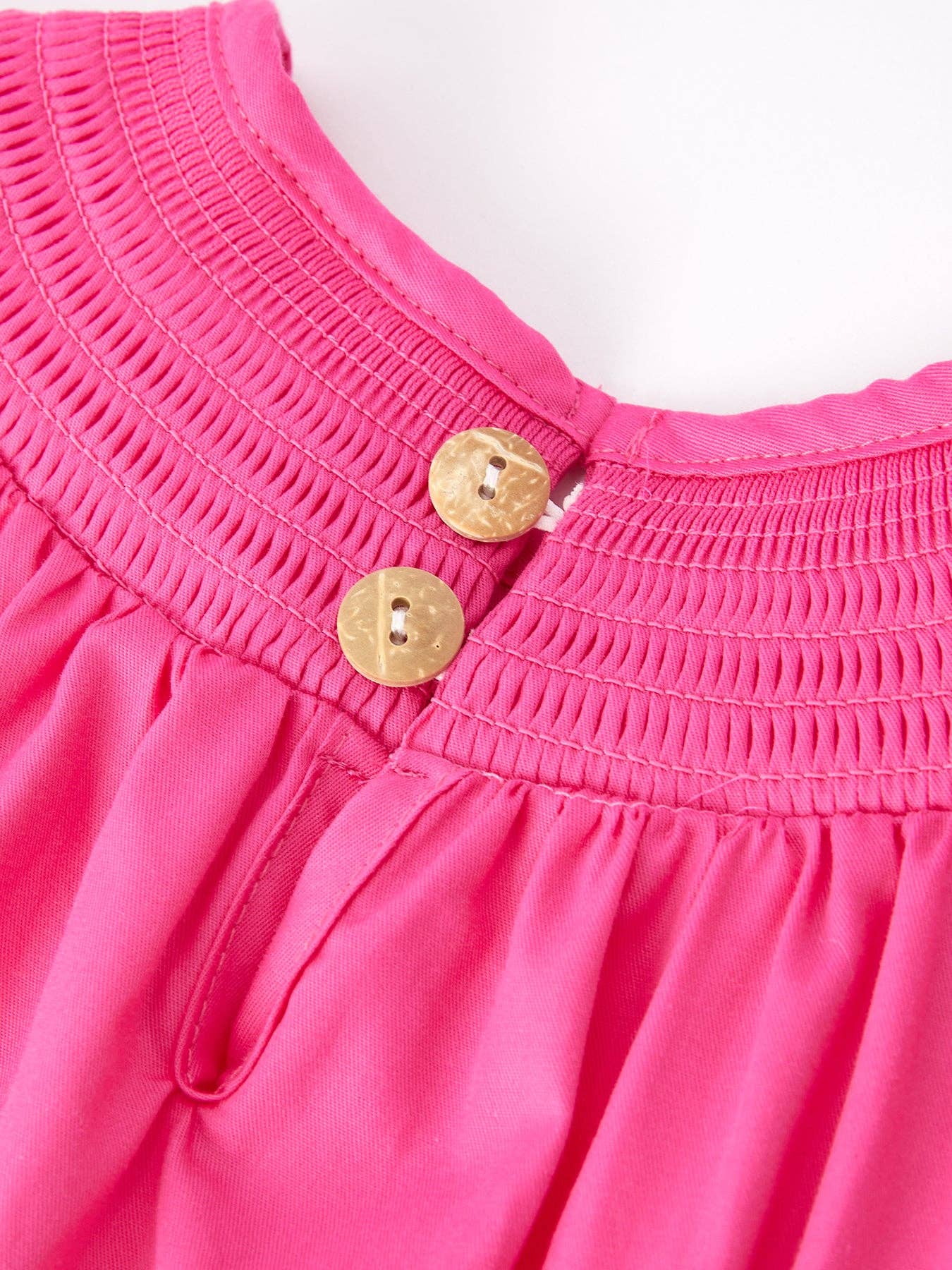 Bow Smocking Hot Pink Dress