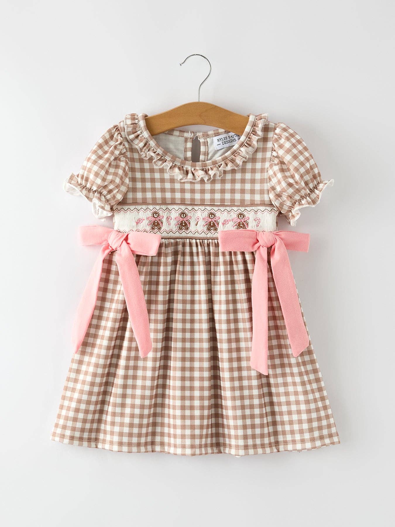 Plaid Gingerbread Smocked Dress