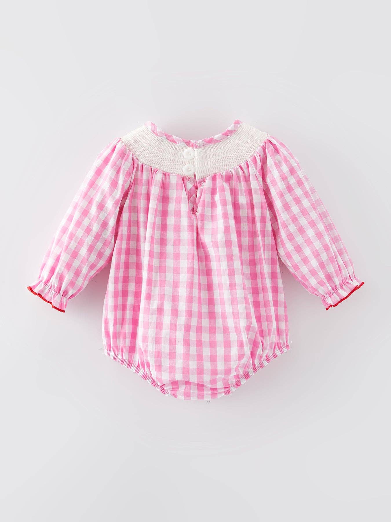 Heart Bow Smocking Pink Romper