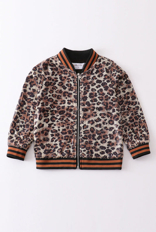 Leopard Sequin Bomer Jacket