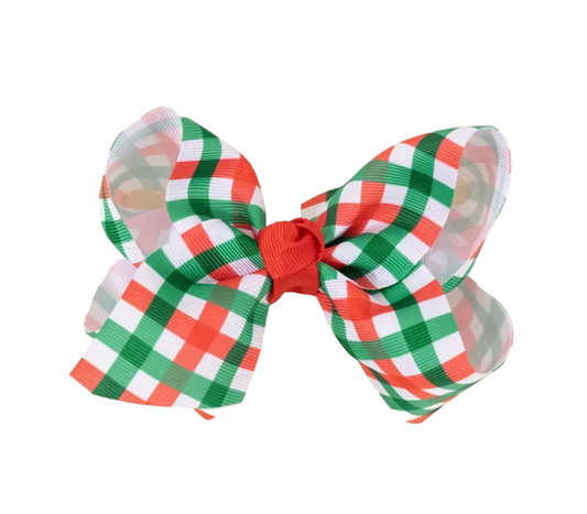 Red & Green Plaid Hair Bow