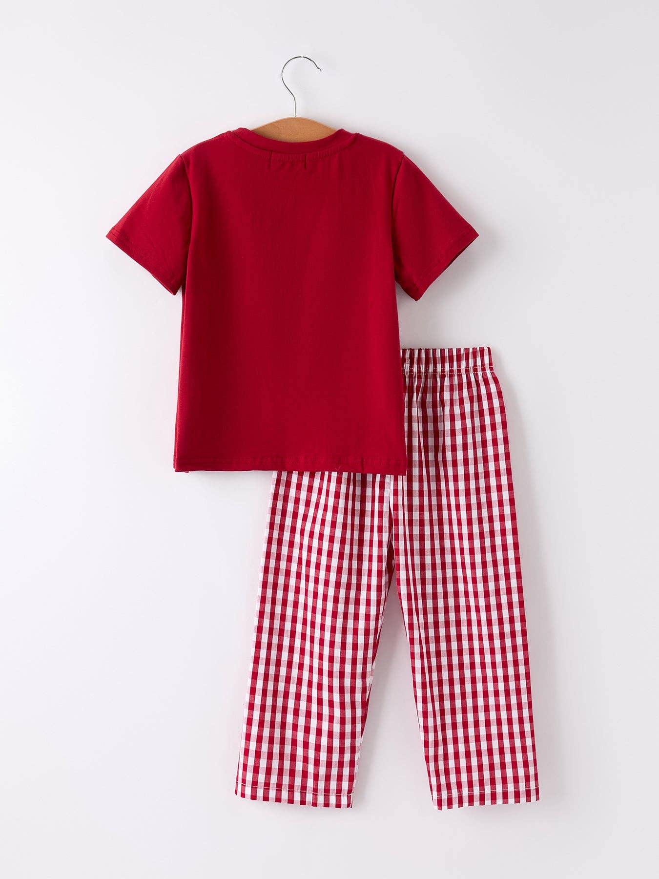 Red Plaid Cross Smocked Set