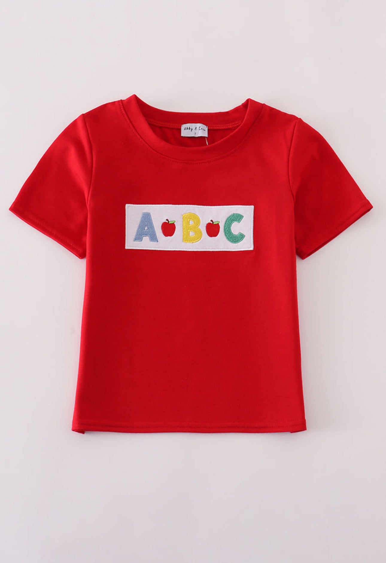Red ABC Embroidery Top