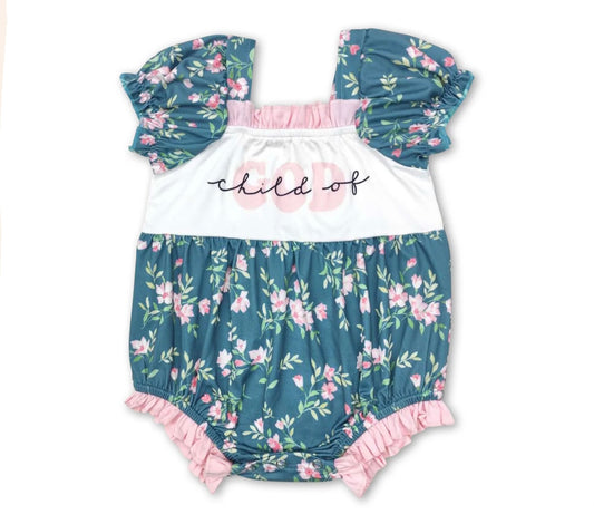 Child of God Floral Girl Romper