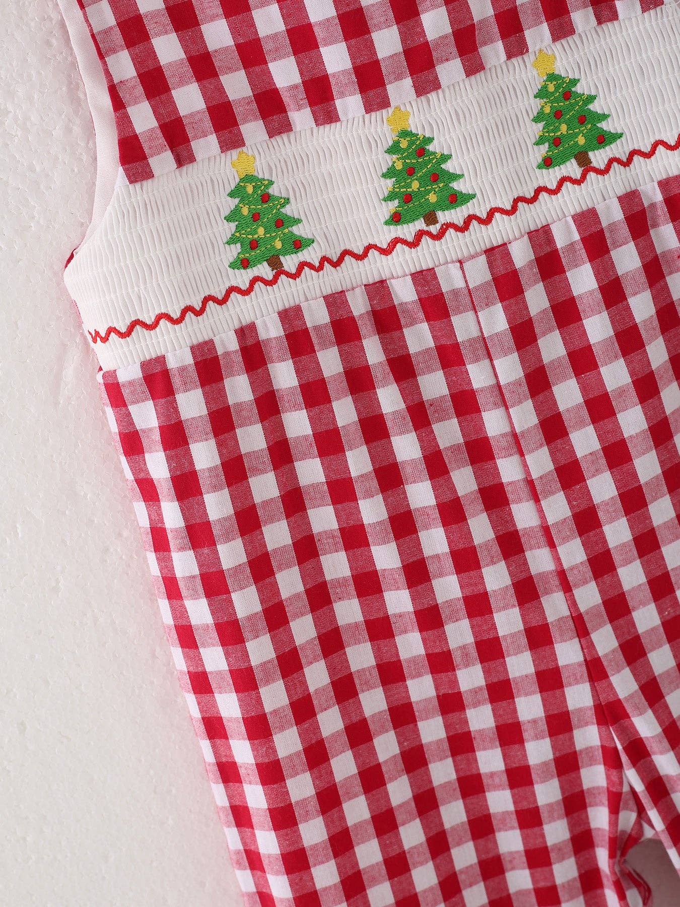 Red Plaid Christmas Tree Smocking JonJon