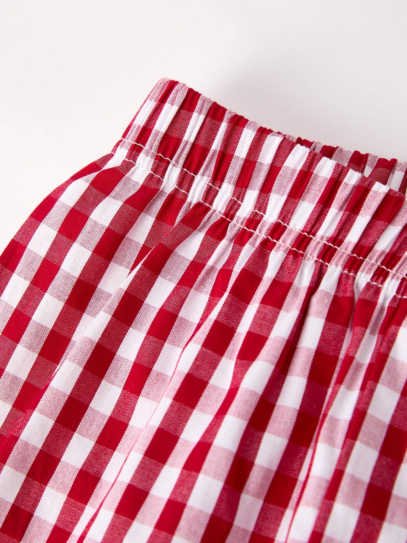 Red Plaid Cross Smocked Set