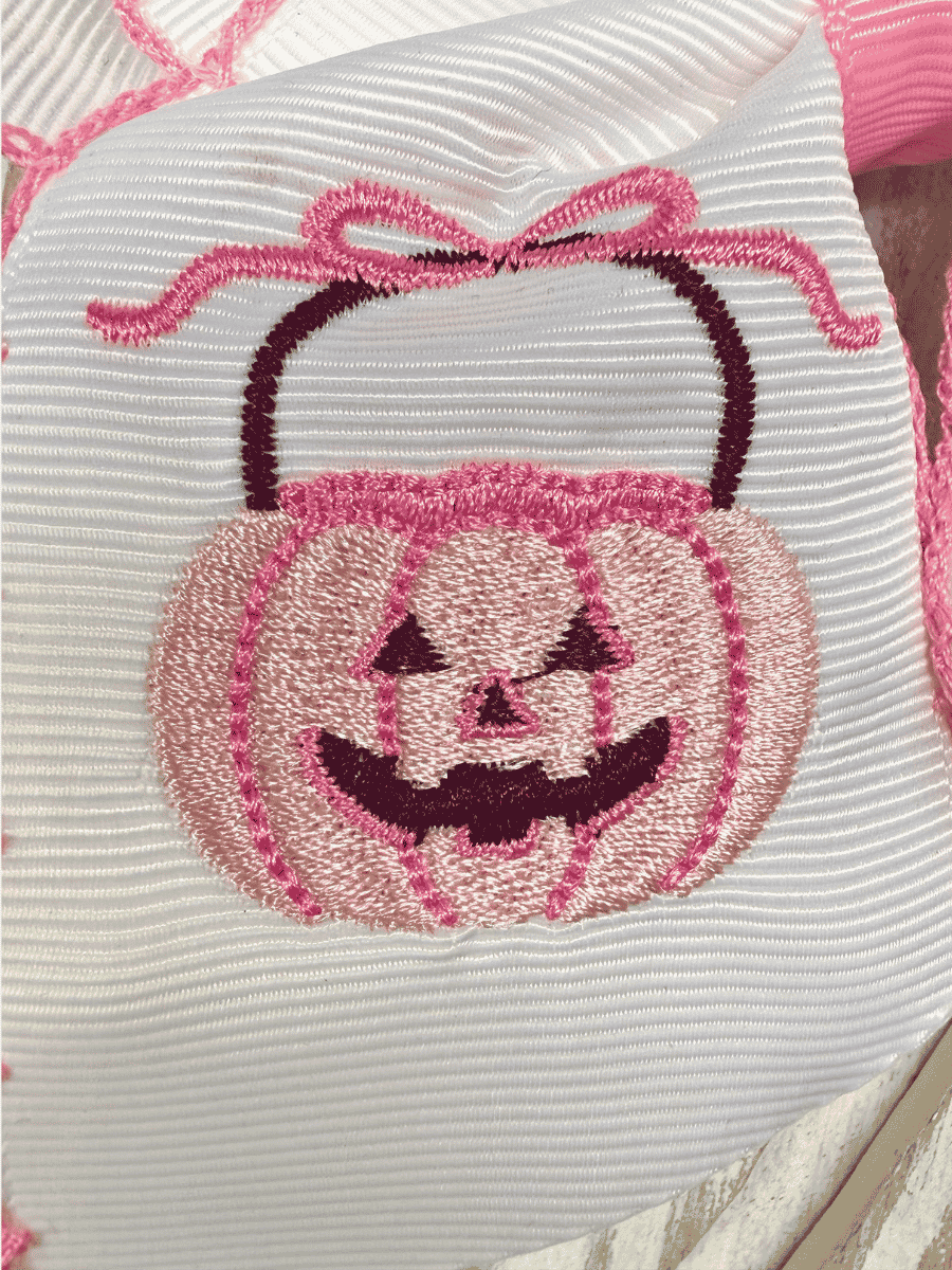 Pink Jack-O-Lantern Bucket Bow