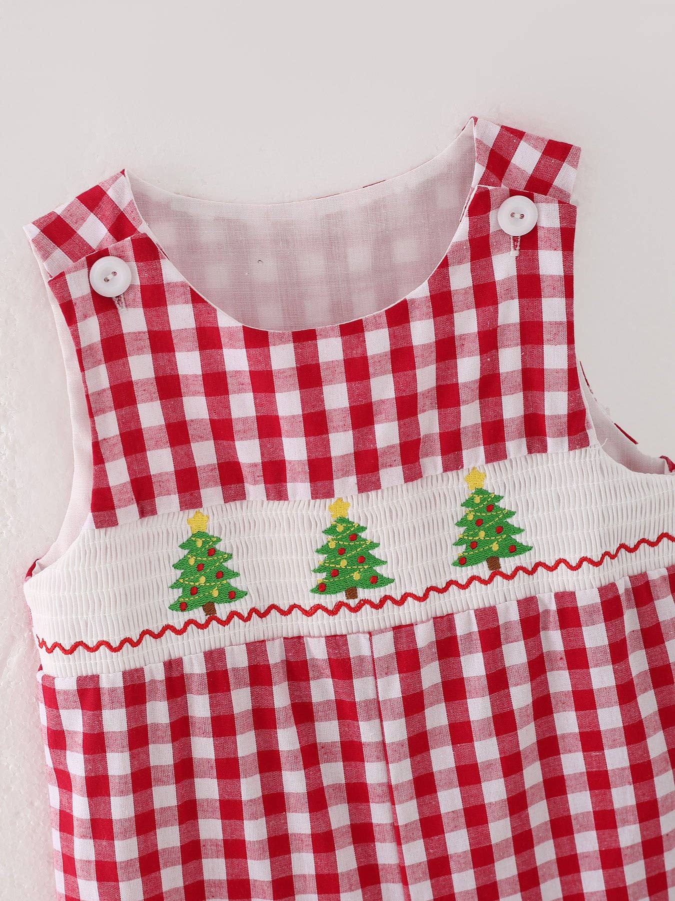 Red Plaid Christmas Tree Smocking JonJon