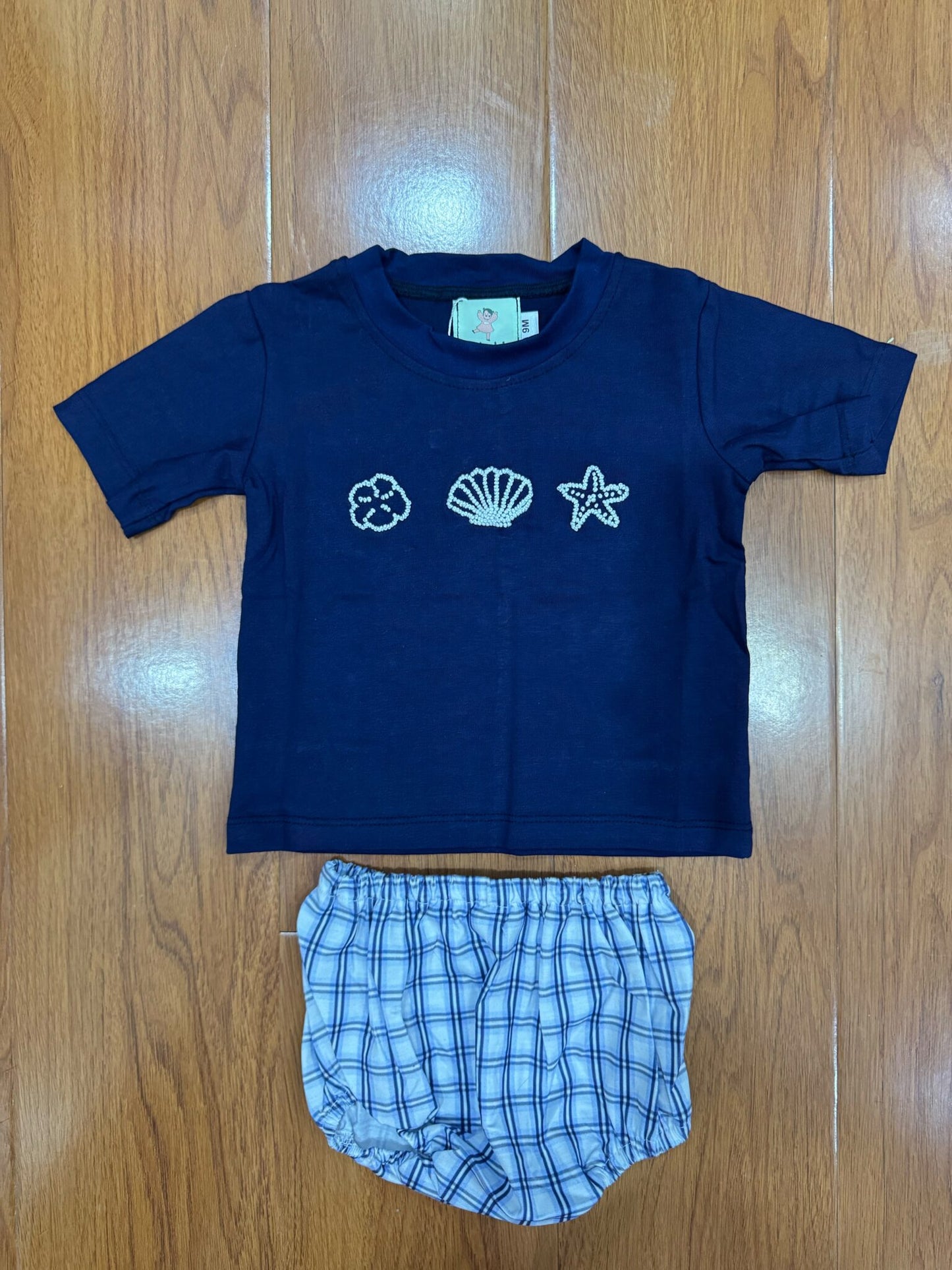 Seashell French Knot Baby Boy Set