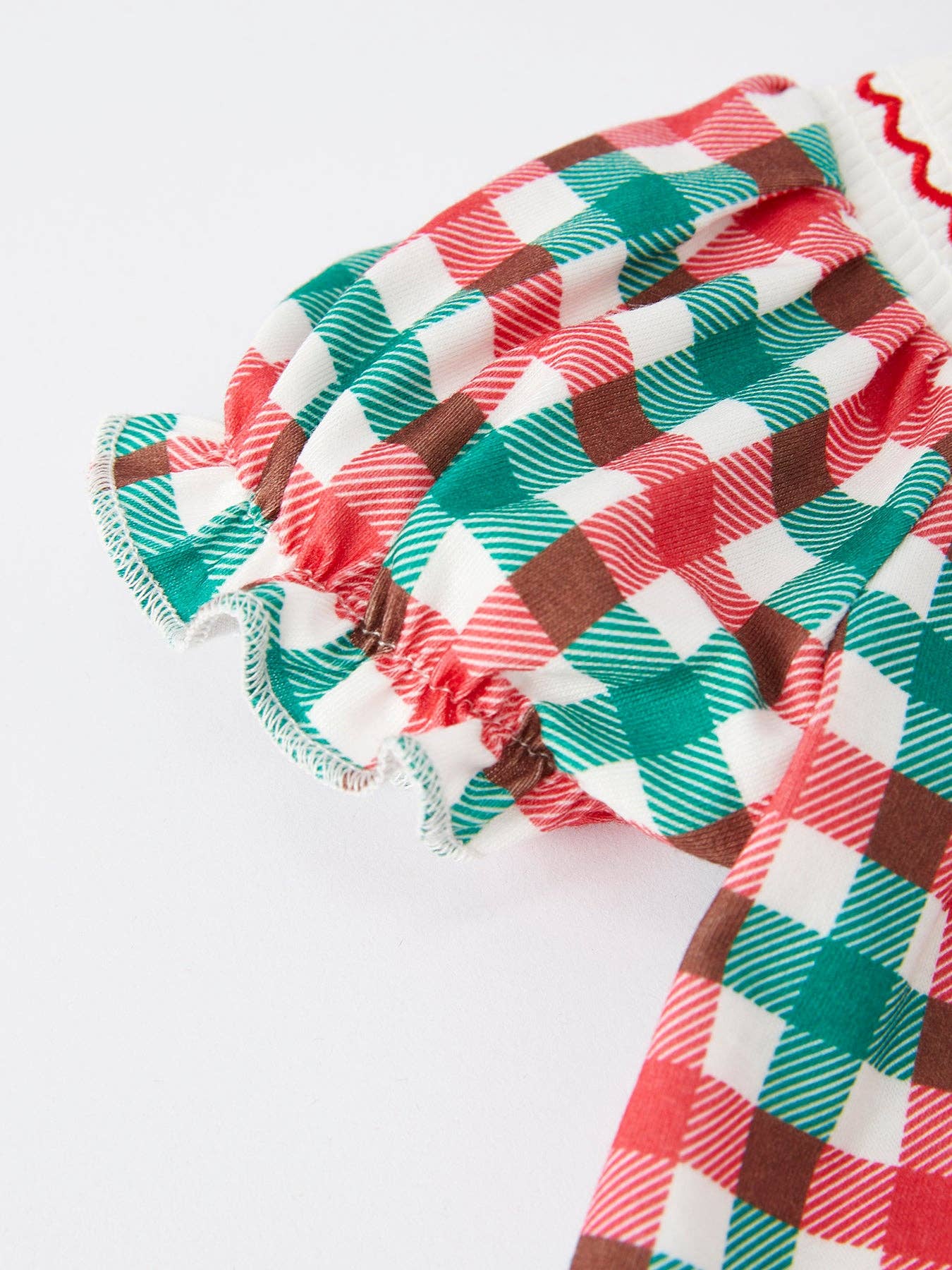 Christmas Plaid Smocking Girls Romper