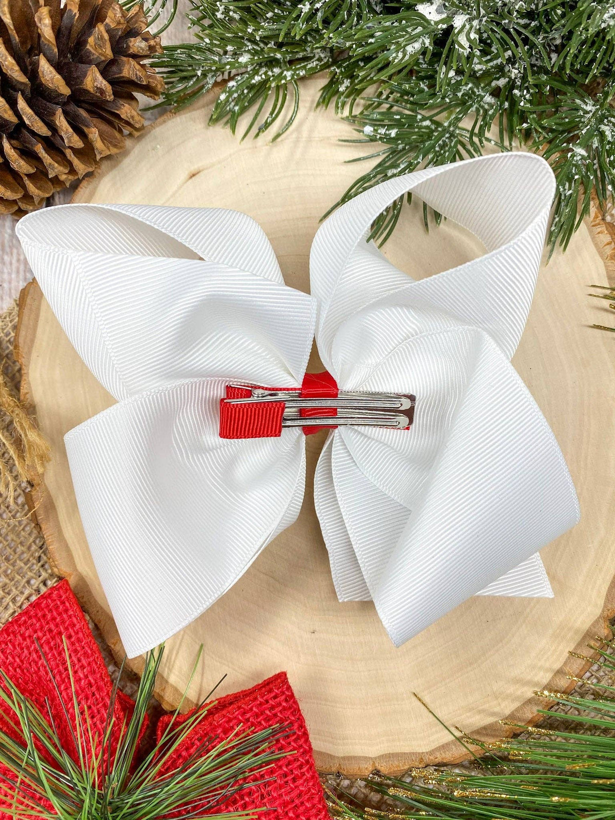 White Wreath Hair Bow