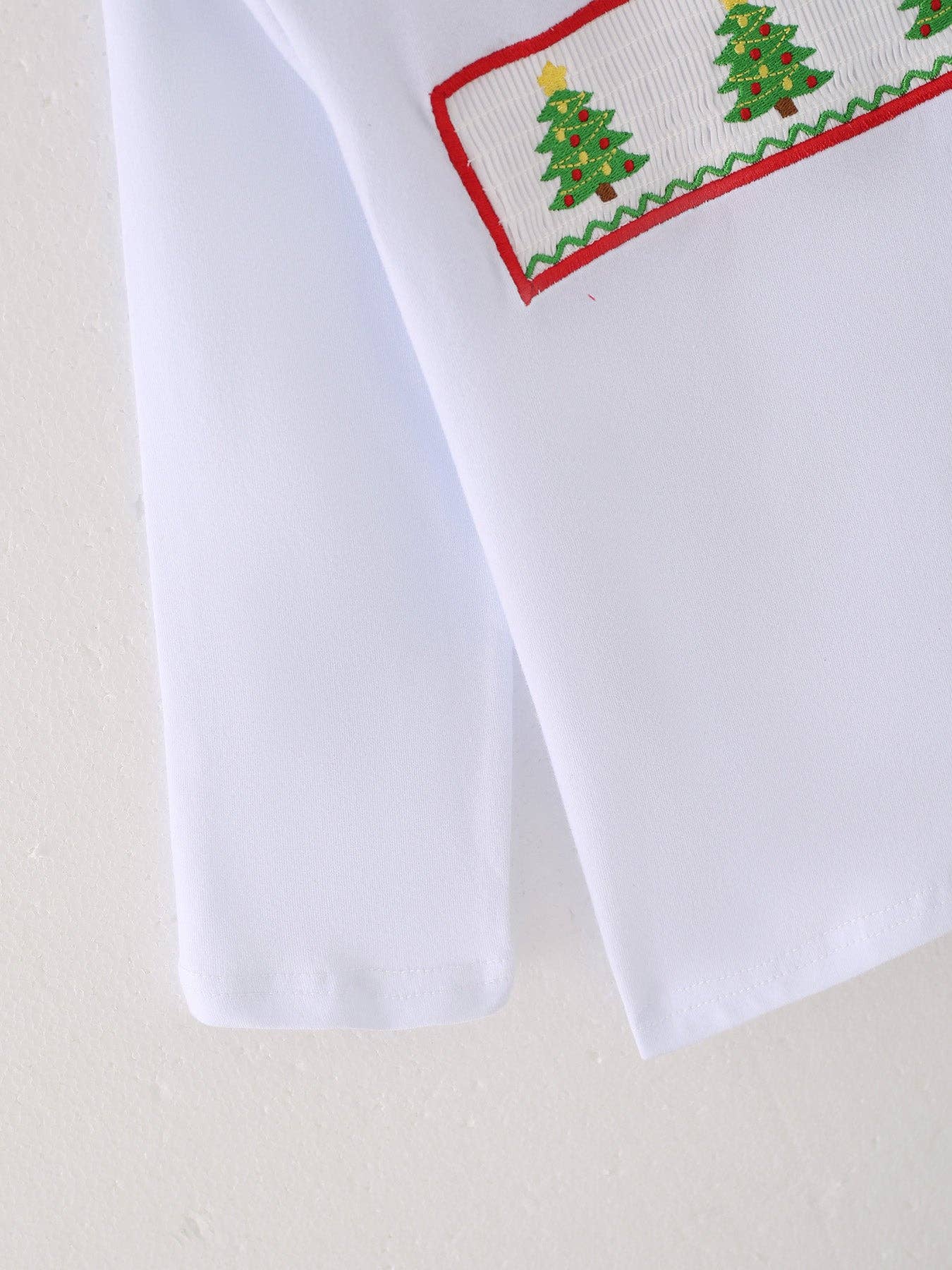 White Christmas Tree Smocking Boy Set