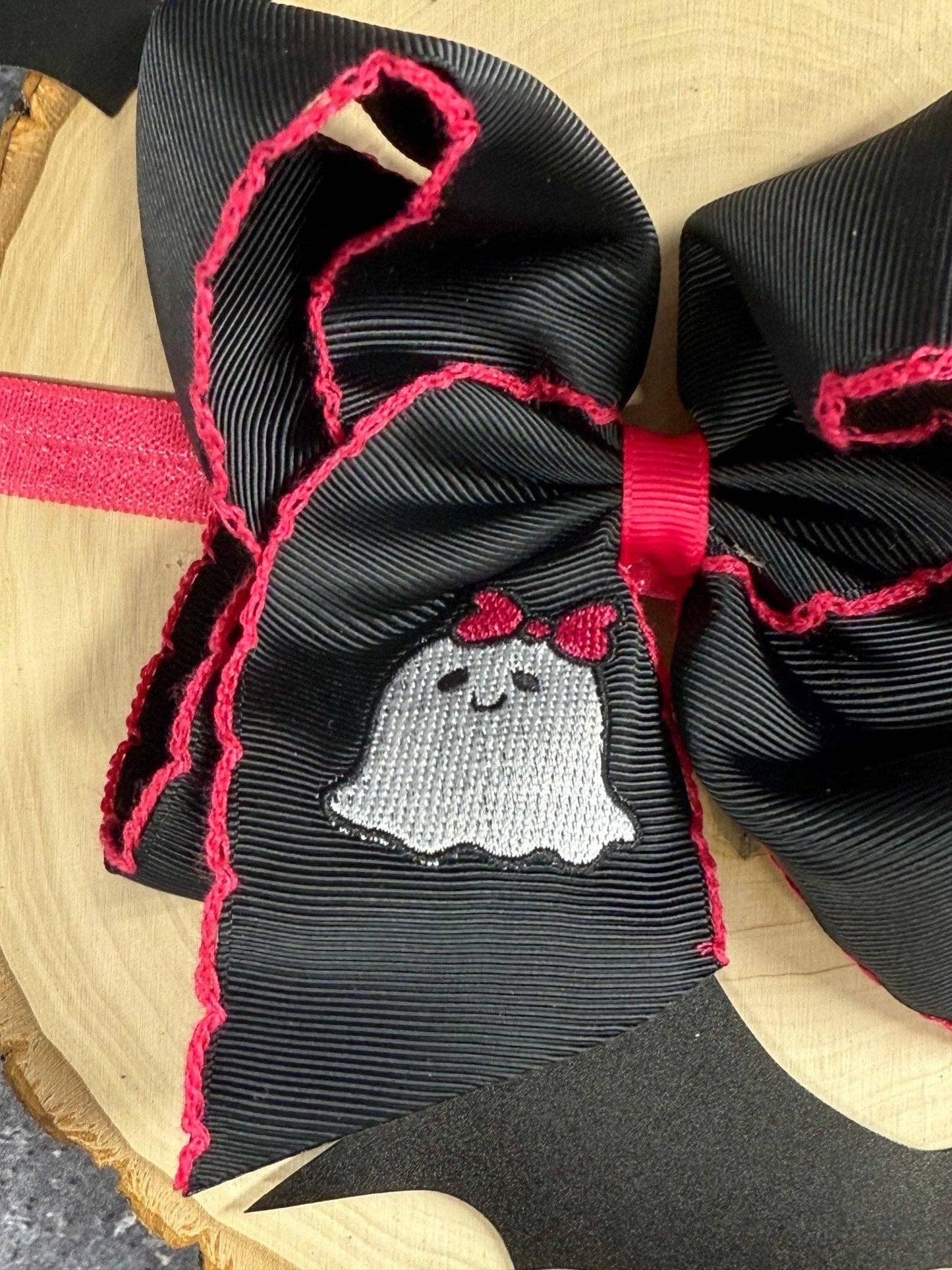 Pink Black Ghost Bow Headband