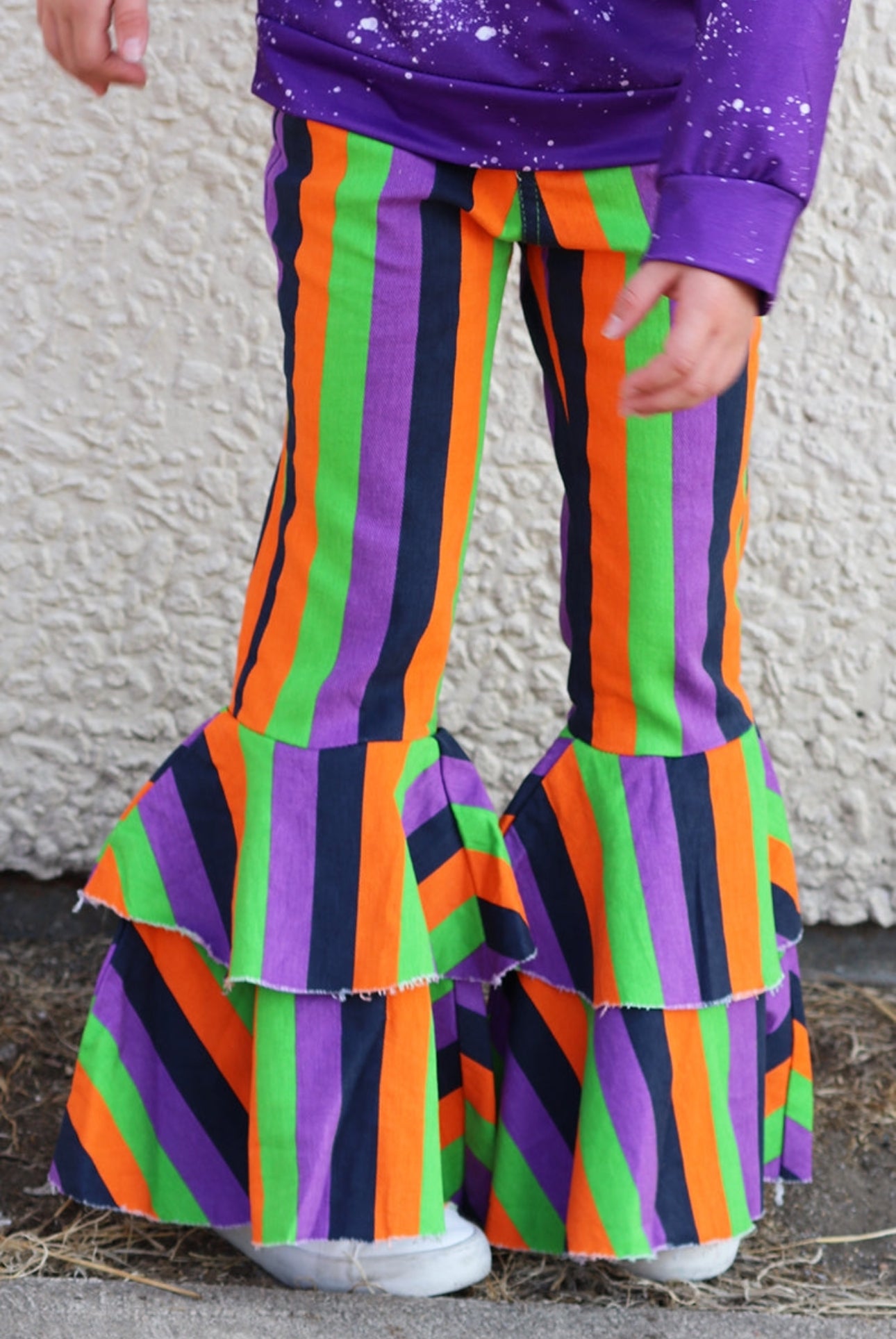 Purple Green Stripe Double Layer Flares