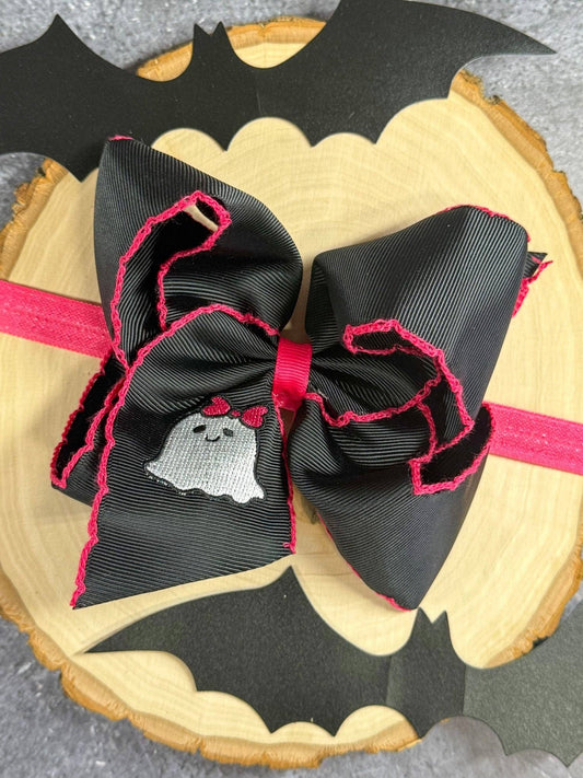 Pink Black Ghost Bow Headband