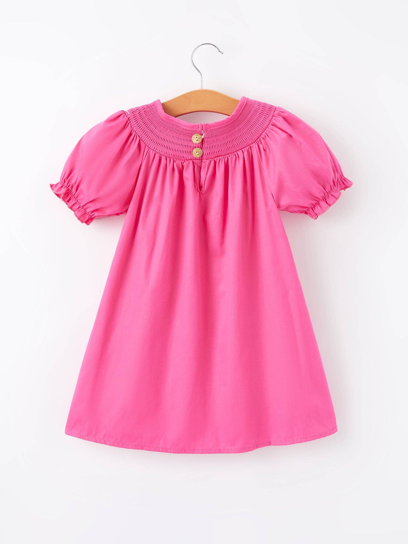 Bow Smocking Hot Pink Dress