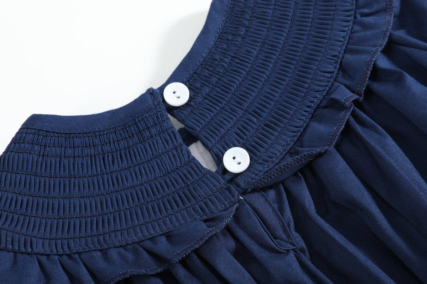 Blue Nativity Smocked Ruffle Bubble