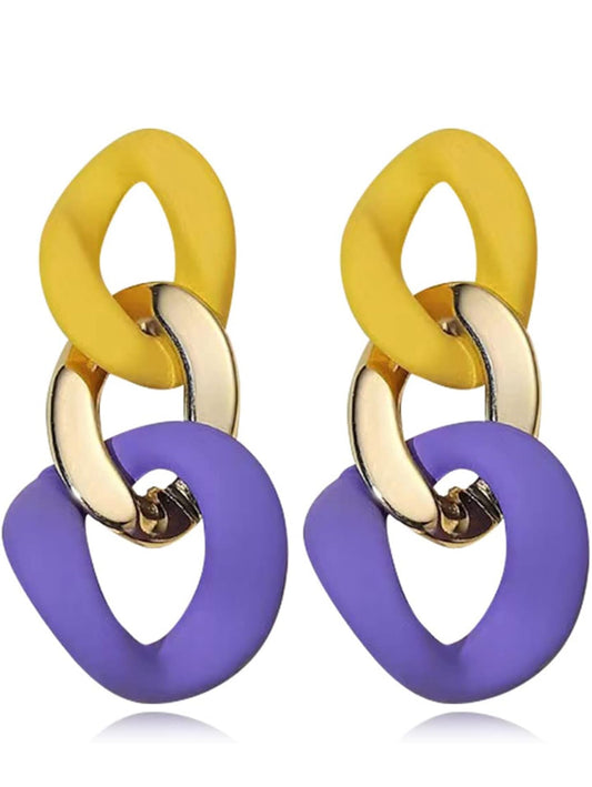 Yellow Gold Purple Hallow Earrings