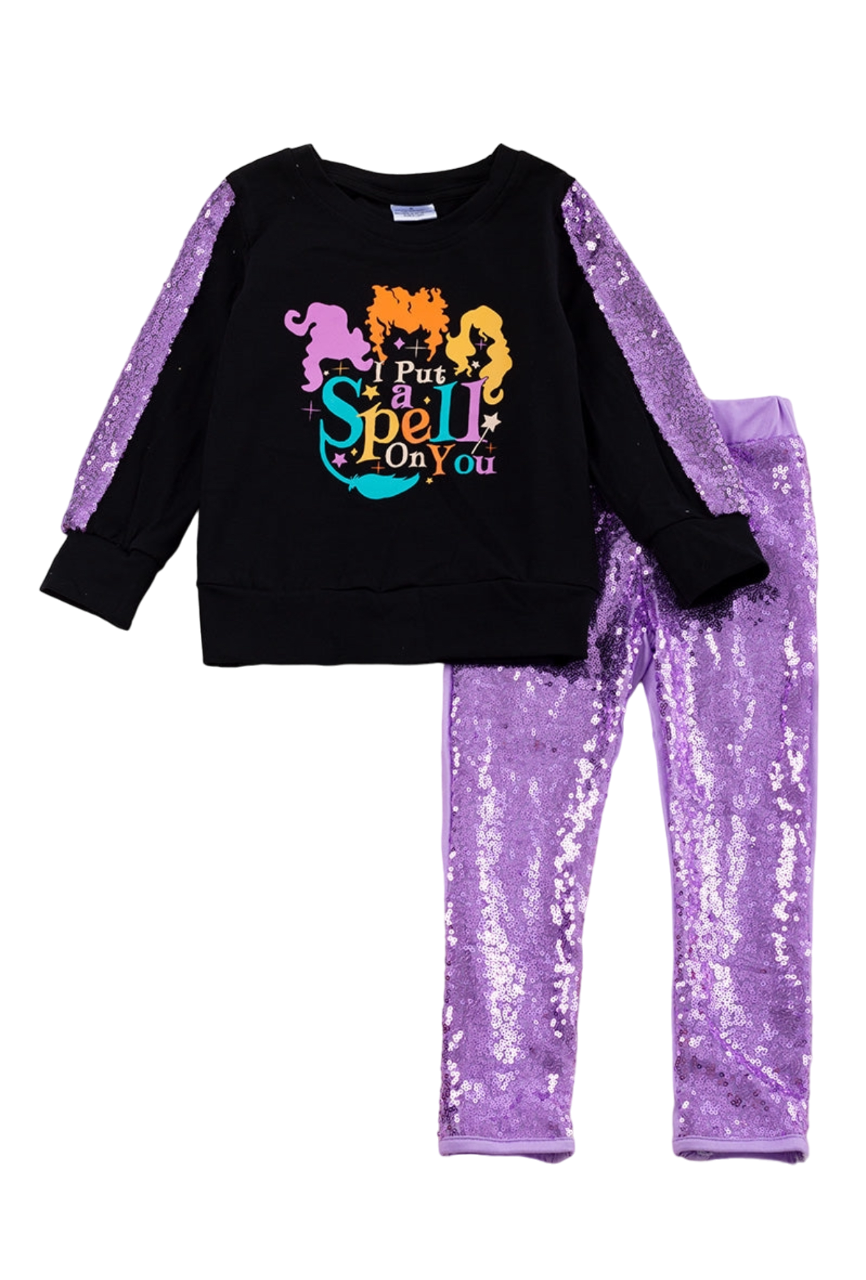 I Put A Spell On You Purple Sequin Set