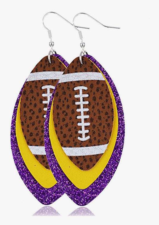 Leather Football Earrings