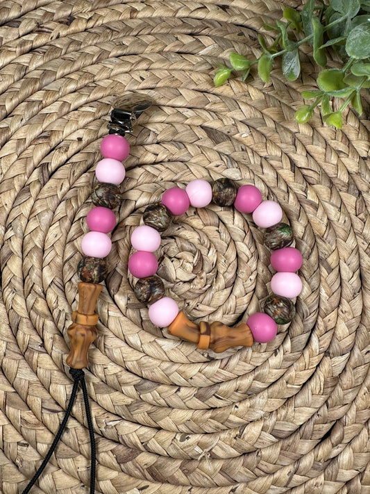 Pink Duck Call Pacifier Clip