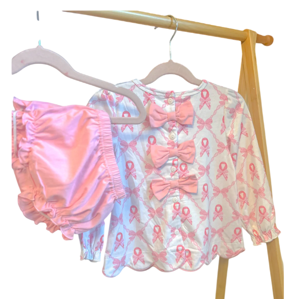 Ribbon Awareness Bow Diaper Set