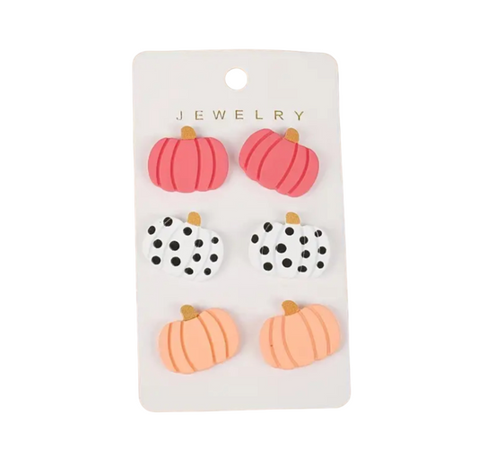 Pumpkin Stud Polka Dot Earrings