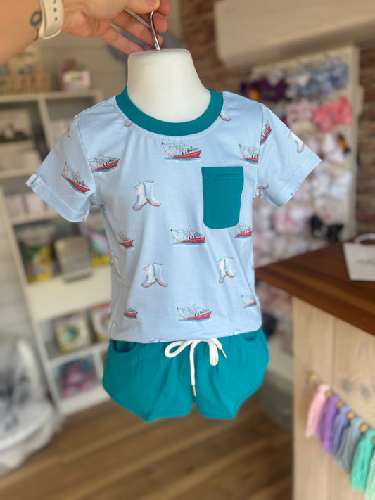 Blue Shrimp Short Set