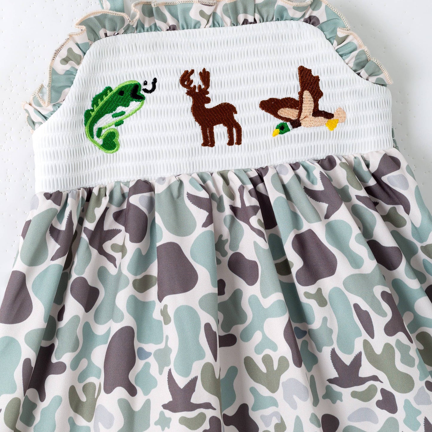 Muted Camo Smocked Dress