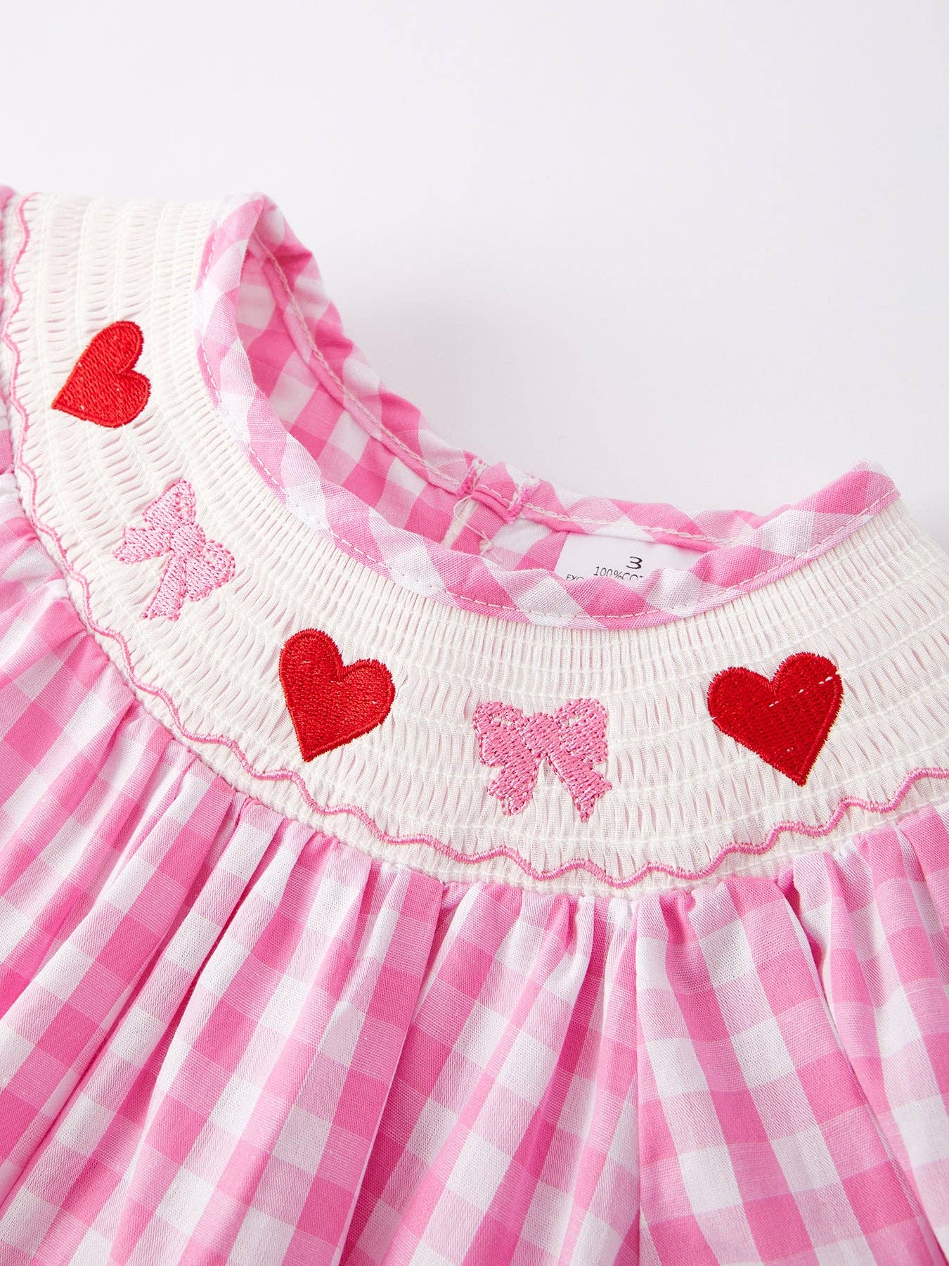 Heart Bow Smocking Pink Dress