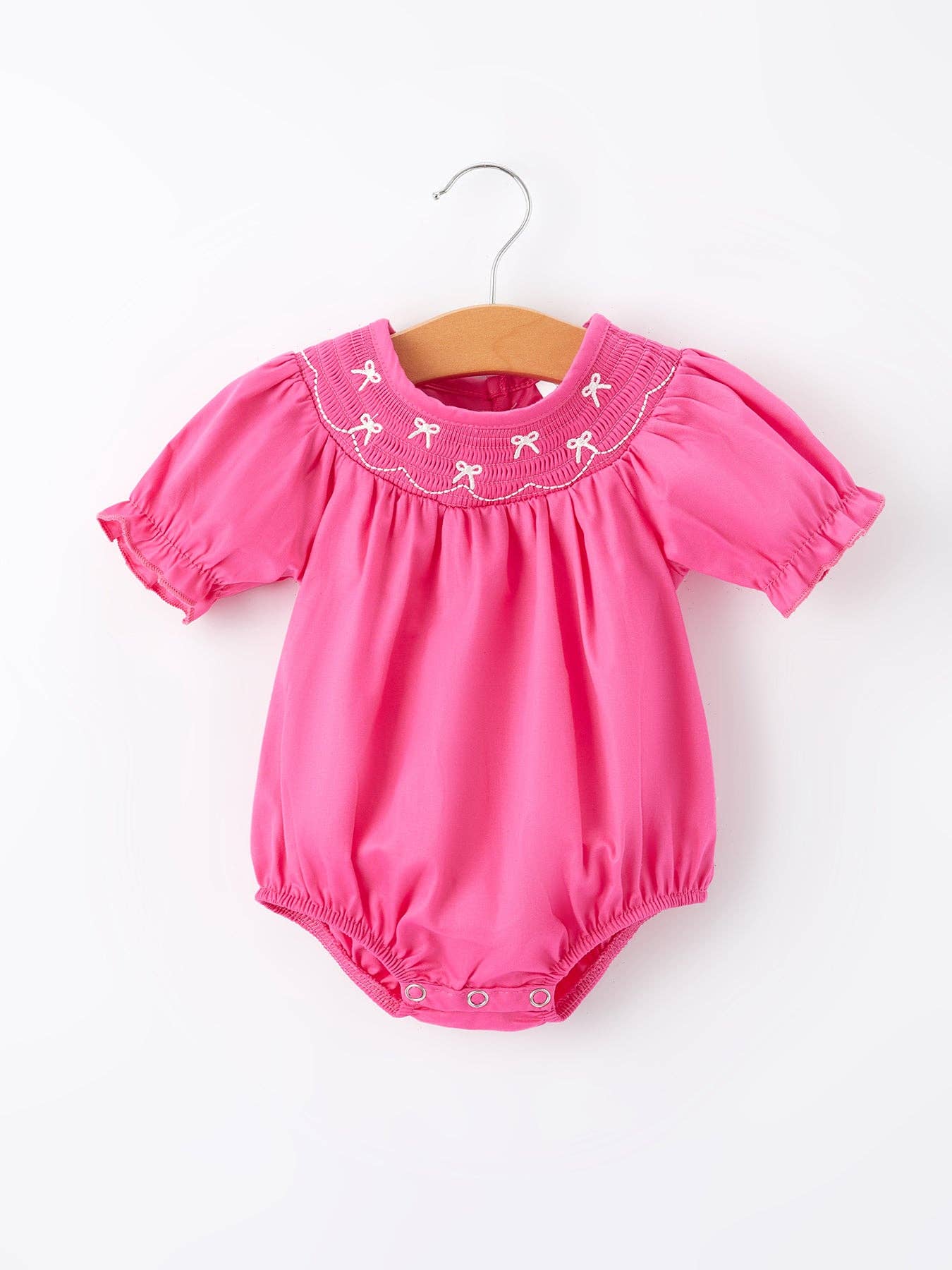 Bow Smocking Hot Pink Romper