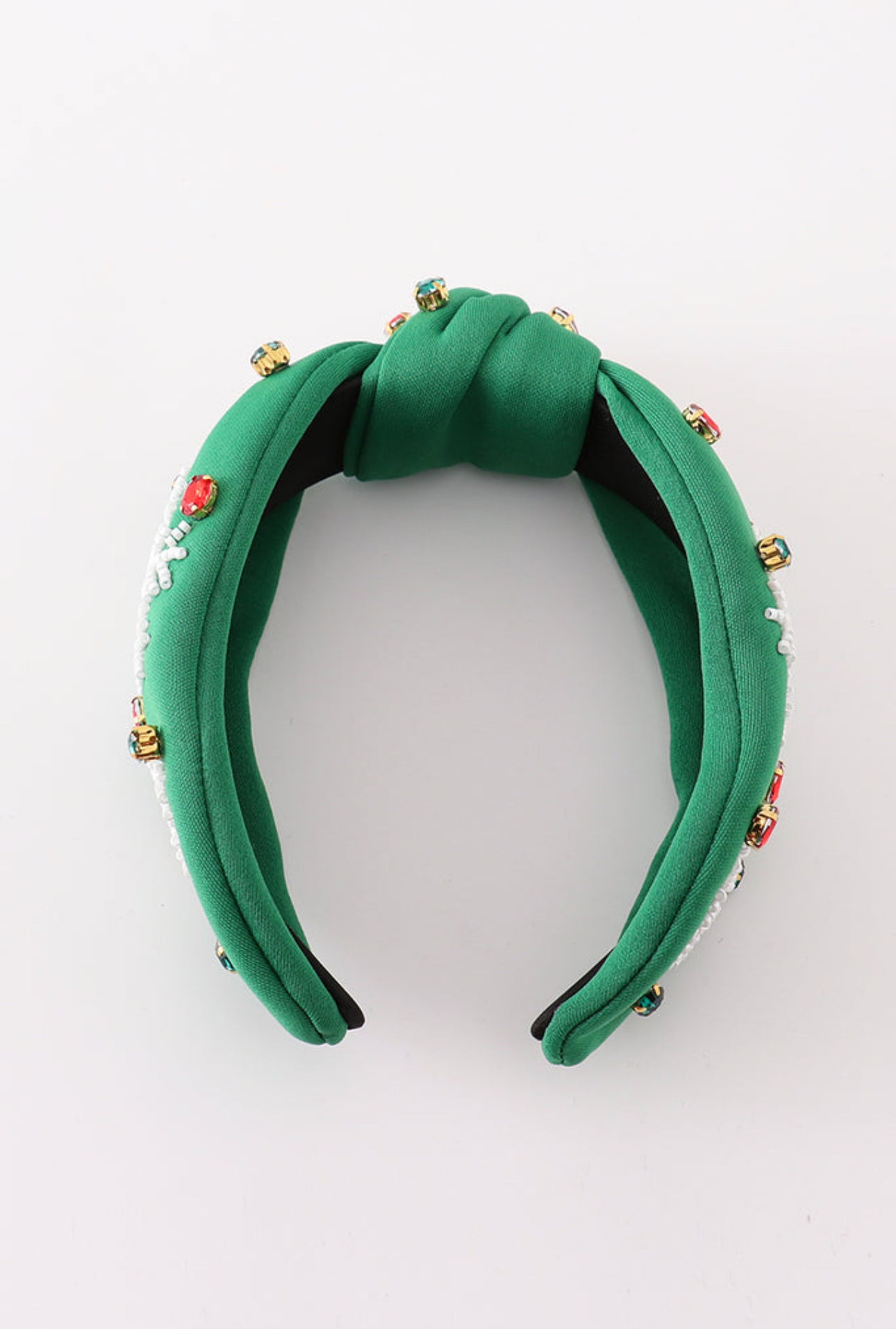 Green Christmas Snowflake Beaded Headband