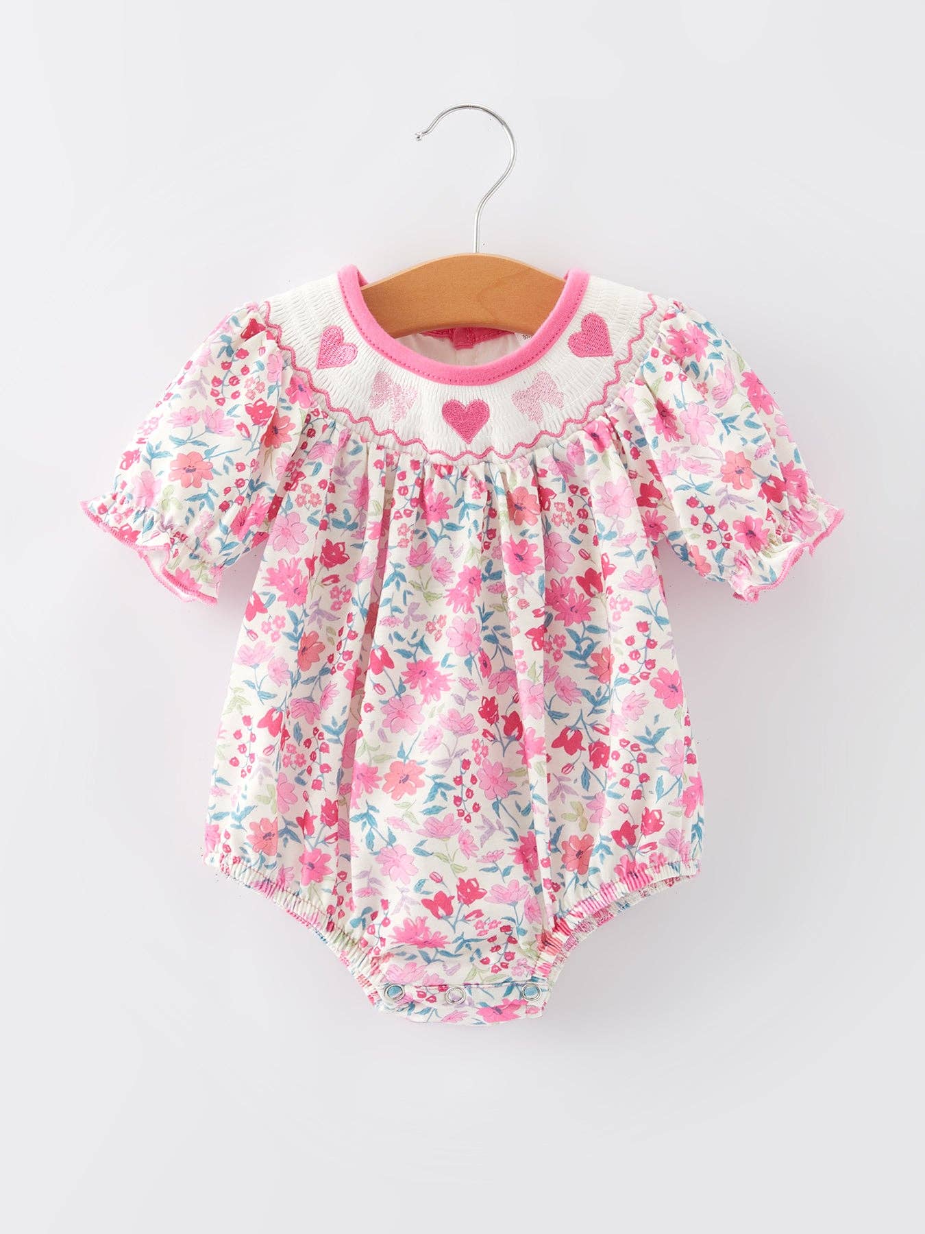 Smocking Heart Bow Romper