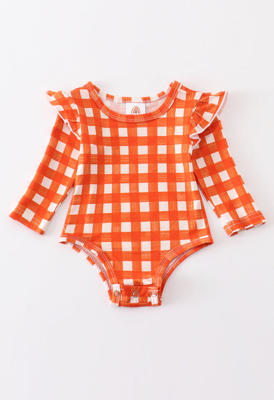 Orange Plaid Romper